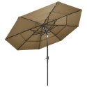 3-poziomowy parasol na aluminiowym słupku, taupe, 3 m