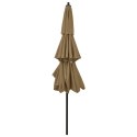 3-poziomowy parasol na aluminiowym słupku, taupe, 3 m