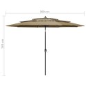 3-poziomowy parasol na aluminiowym słupku, taupe, 3 m