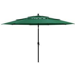 3-poziomowy parasol na aluminiowym słupku, zielony, 3,5 m