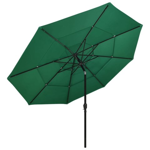 3-poziomowy parasol na aluminiowym słupku, zielony, 3,5 m