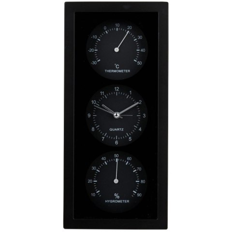 ZEGAR BUDZIK TERMOMETR HIGROMETR 26X5x12CM ARTICASA CZARNY