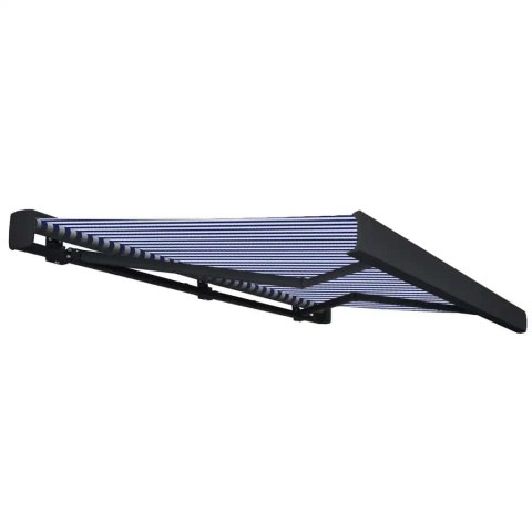 Automatyczna markiza kasetowa, 350x250 cm, niebiesko-biała