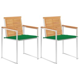 Krzesła ogrodowe z poduszkami, 2 szt., drewno tekowe i stal