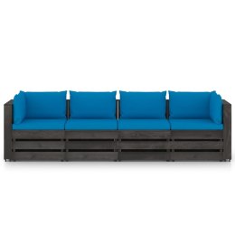 Ogrodowa sofa 4-os. z poduszkami, impregnowane na szaro drewno