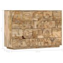 Komoda z 6 szufladami, alfabet, 120x35x79 cm, lite drewno mango