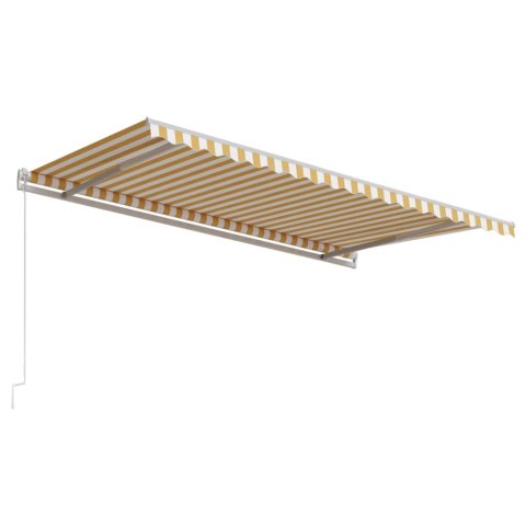 Automatycznie zwijana markiza, 450 x 300 cm, żółto-biała