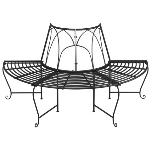 Półokrągłe ławki pod drzewo, 2 szt., Ø159 cm, czarne, stalowe