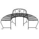 Półokrągłe ławki pod drzewo, 2 szt., Ø159 cm, czarne, stalowe