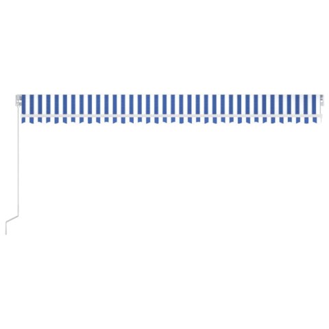 Ręcznie zwijana markiza z LED, 600x350 cm, niebiesko-biała