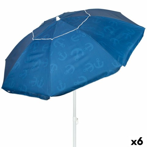 Parasol plażowy Aktive Niebieski 220 x 210 x 220 cm (6 Sztuk)