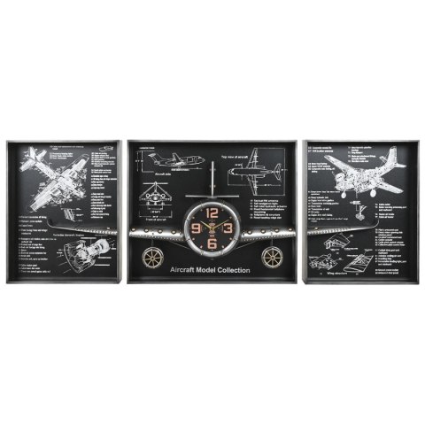 Zegar Ścienny Home ESPRIT Złoty Srebrzysty Metal Samolot Vintage 175 x 21 x 64 cm