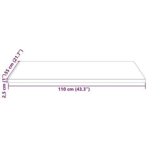 Blat stołu, biały, 110x55x2,5 cm, lita sosna, prostokątny