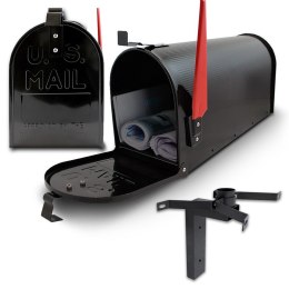 Skrzynka Amerykańska stylowa z czarnym uchwytem ściennym i flagą