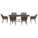 7-częściowy zestaw do jadalni w ogrodzie z szarym polirattanu
