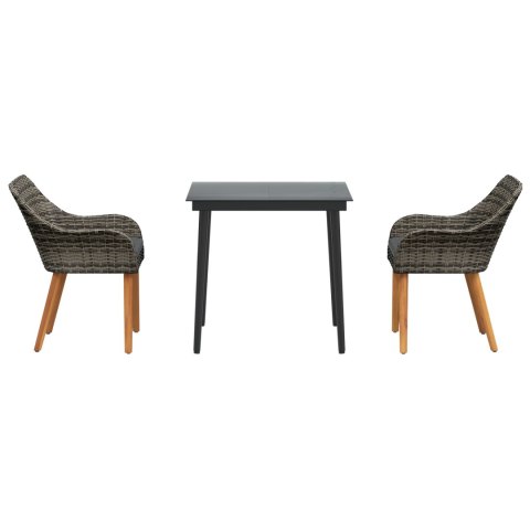 3-częściowy zestaw do jadalni w ogrodzie szary z rattanu
