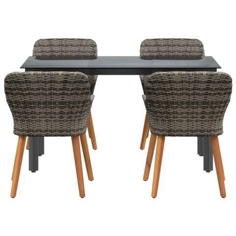 5-częściowy zestaw jadalniany do ogrodu szary z polirattanem