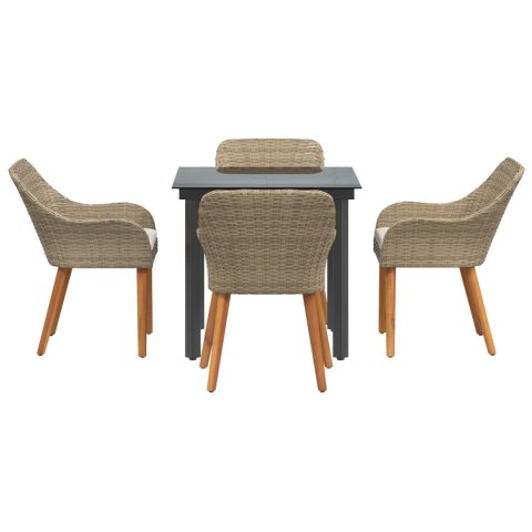 Beżowy zestaw ogrodowy 5 części z polirattanu
