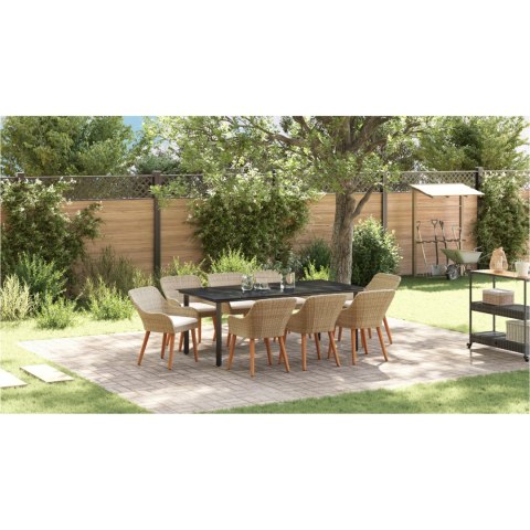 Zestaw jadalny 9-częściowy Beżowy Rattan Poliester