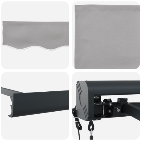 Automatyczna markiza chowana jasnoszara 300x250 cm, Tkanina wymienna do markizy 3x2,5 m jasnoszara