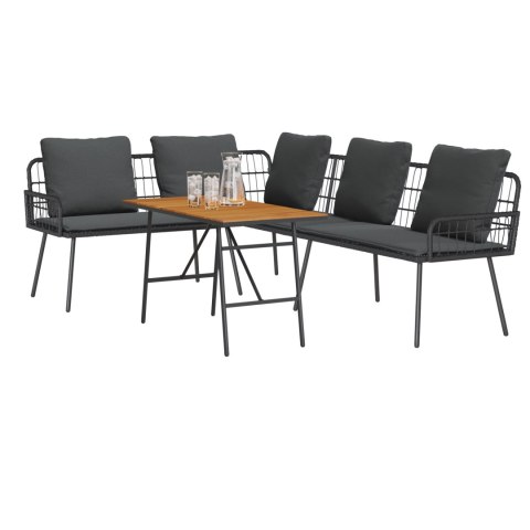 2-częściowy zestaw sof ogrodowych z poduszkami Czarny Polirattan