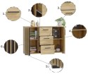 Komoda 120 cm dąb craft z szufladami i uchwytami