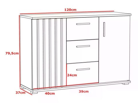 Komoda 120 cm dąb craft z szufladami i uchwytami