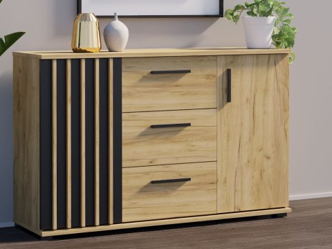 Komoda 140 cm dąb craft z szufladami i uchwytami