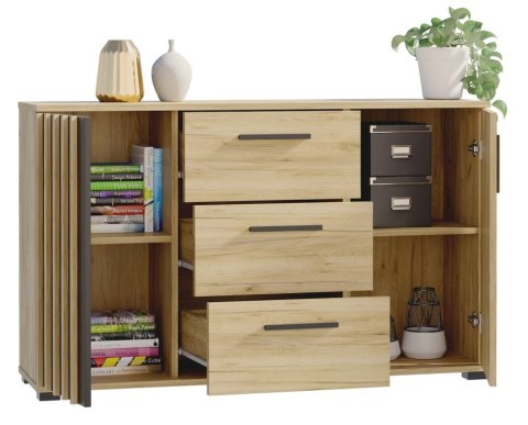 Komoda 140 cm dąb craft z szufladami i uchwytami