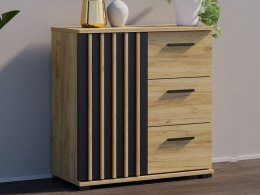 Komoda 80 cm dąb craft z szufladami i uchwytami