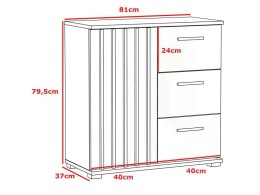 Komoda 80 cm dąb craft z szufladami i uchwytami