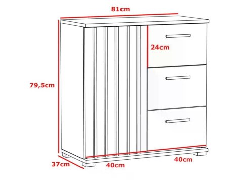 Komoda 80 cm dąb craft z szufladami i uchwytami
