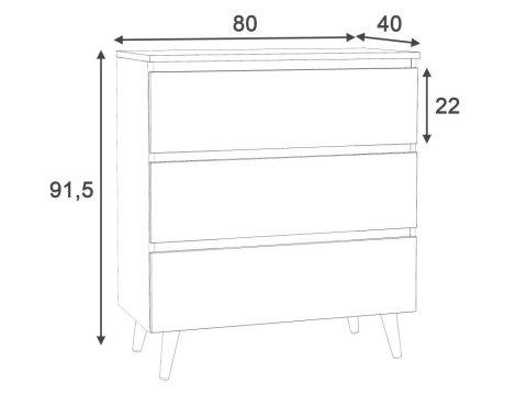 Komoda skandynawska biała dąb craft 80 cm