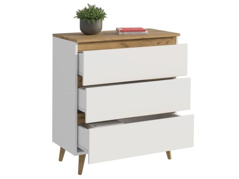 Komoda skandynawska biała dąb craft 80 cm