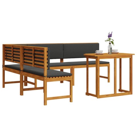 Zestaw mebli do jadalni ogrodowej 4-częściowy z poduszkami z litego drewna akacjowego