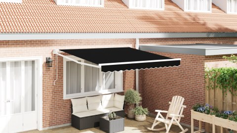 Automatyczna chowana markiza Czarna 350x250 cm, Tkanina zamienna do markizy dla ramy 3.5x2.5 m Czarna