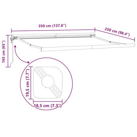 Beżowa automatyczna markiza chowana 350x250 cm, Tkanina do wymiany markizy dla ramy 3.5x2.5 m beżowa