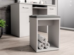 Taboret biały z siedziskiem do toaletki kosmetycznej