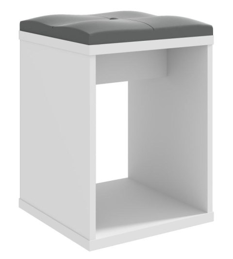 Taboret biały z siedziskiem do toaletki kosmetycznej