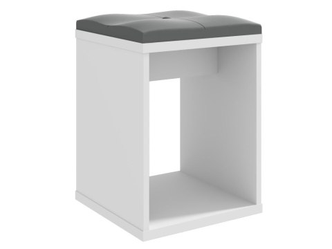 Taboret biały z siedziskiem do toaletki kosmetycznej