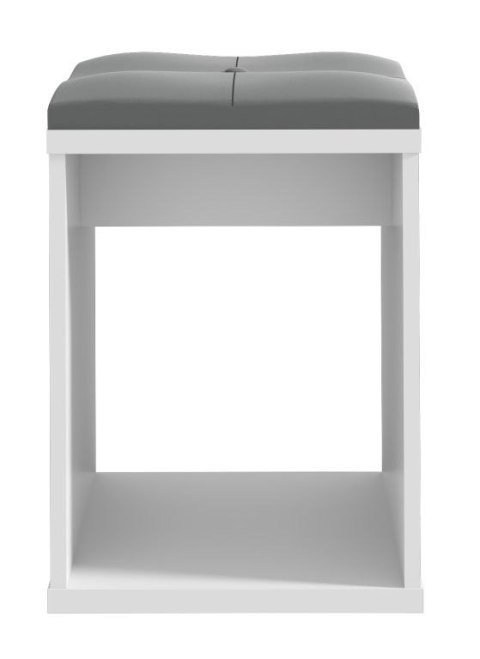 Taboret biały z siedziskiem do toaletki kosmetycznej