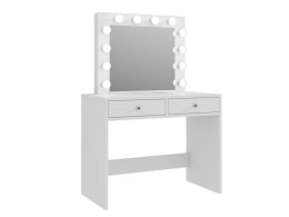 Toaletka z lustrem 12 LED biała, 2 szuflady do makijażu