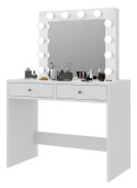 Toaletka z lustrem 12 LED biała, 2 szuflady do makijażu