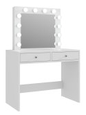 Toaletka z lustrem 12 LED biała, 2 szuflady do makijażu
