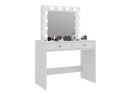 Toaletka z lustrem 12 LED biała, 2 szuflady do makijażu