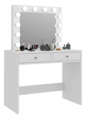 Toaletka z lustrem 12 LED biała, 2 szuflady do makijażu