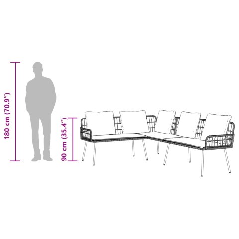 2-częściowy zestaw sof ogrodowych z poduszkami Czarny Polirattan