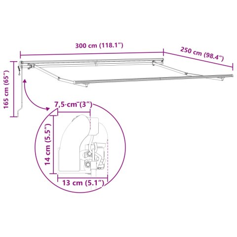 Automatyczna rozkładana markiza zielono-żółta 300x250 cm