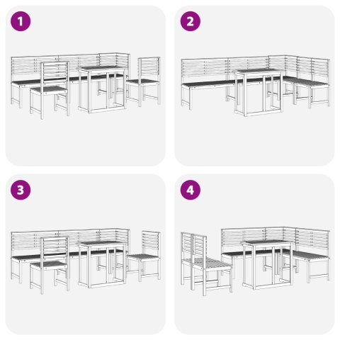 Zestaw do jedzenia ogrodowego 6-częściowy z litego drewna akacjowego