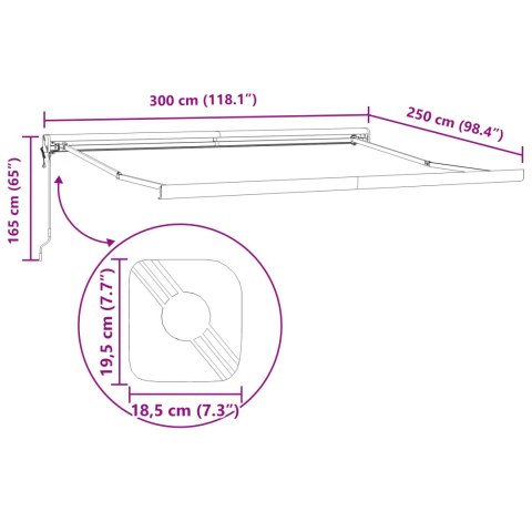 automatyczna rozkładana markiza beżowa 300x250 cm, materiał wymienny do markizy 3x2.5 m beżowy
